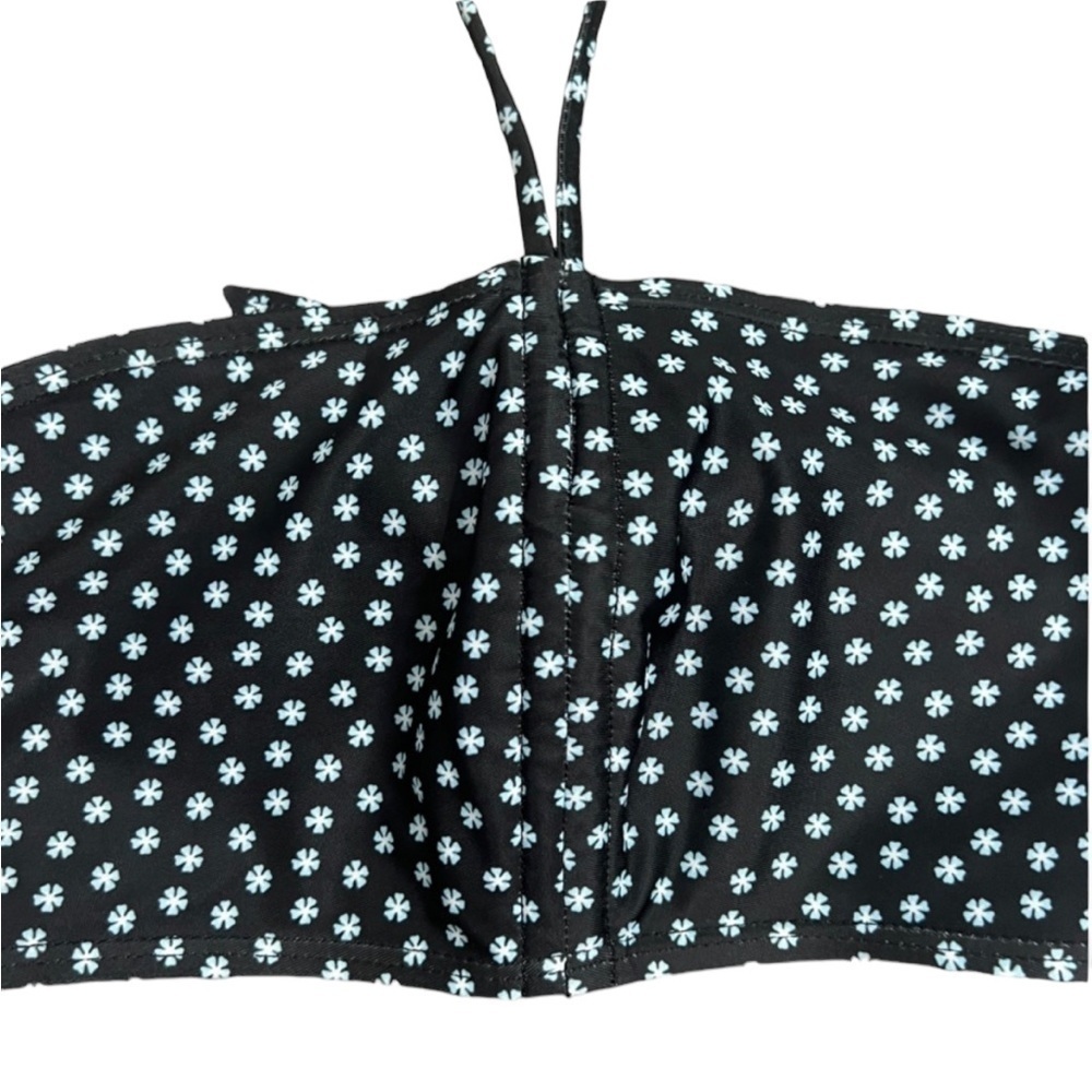 NWT Daughters of Summer Black Floral Print Adjustable Bikini Top - Size XS - Picture 2 of 6